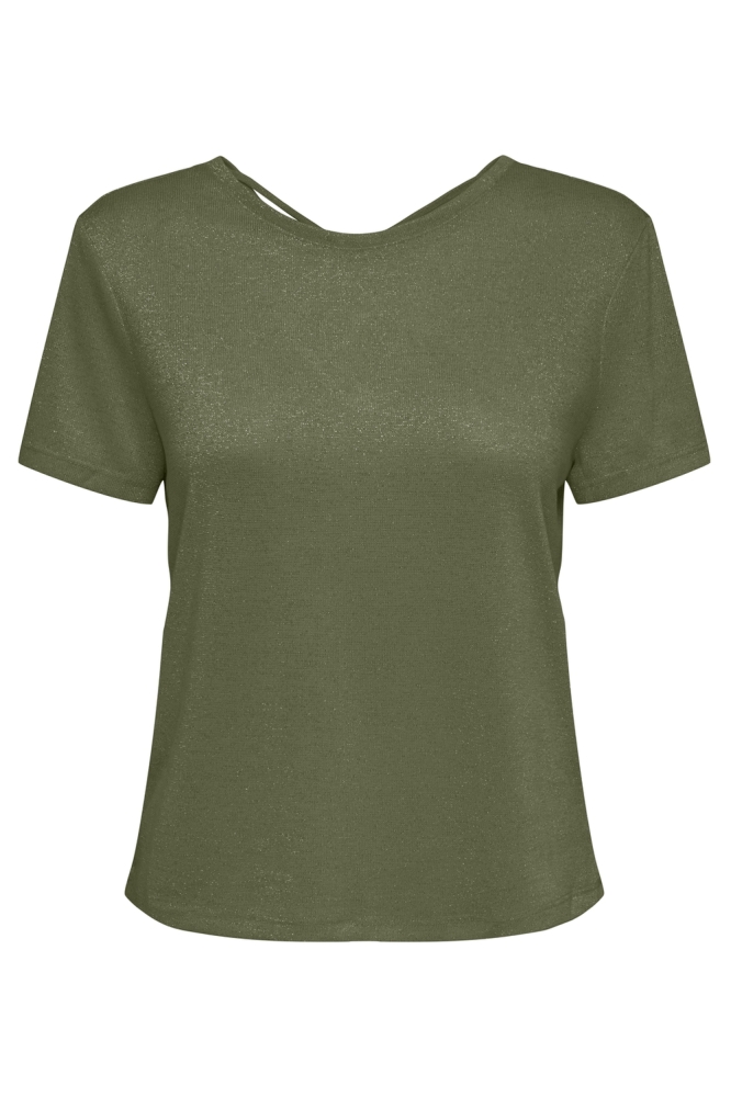 ONLAMBER LIFE S/S GLITTER TOP JRS 15346637 Kalamata/Frosted Almond